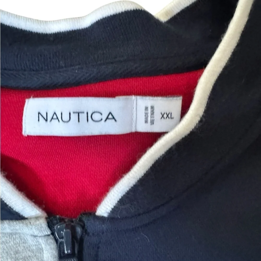 Nautica Men’s XXL Colorblock Full-Zip Jacket Navy/Grey Red “N” Patch Preppy